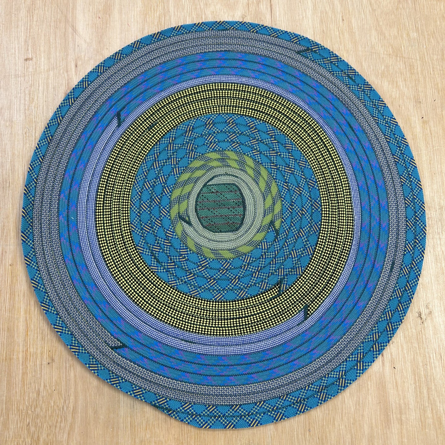 Upcycled Climbing Rope Rug - Blues & Greens