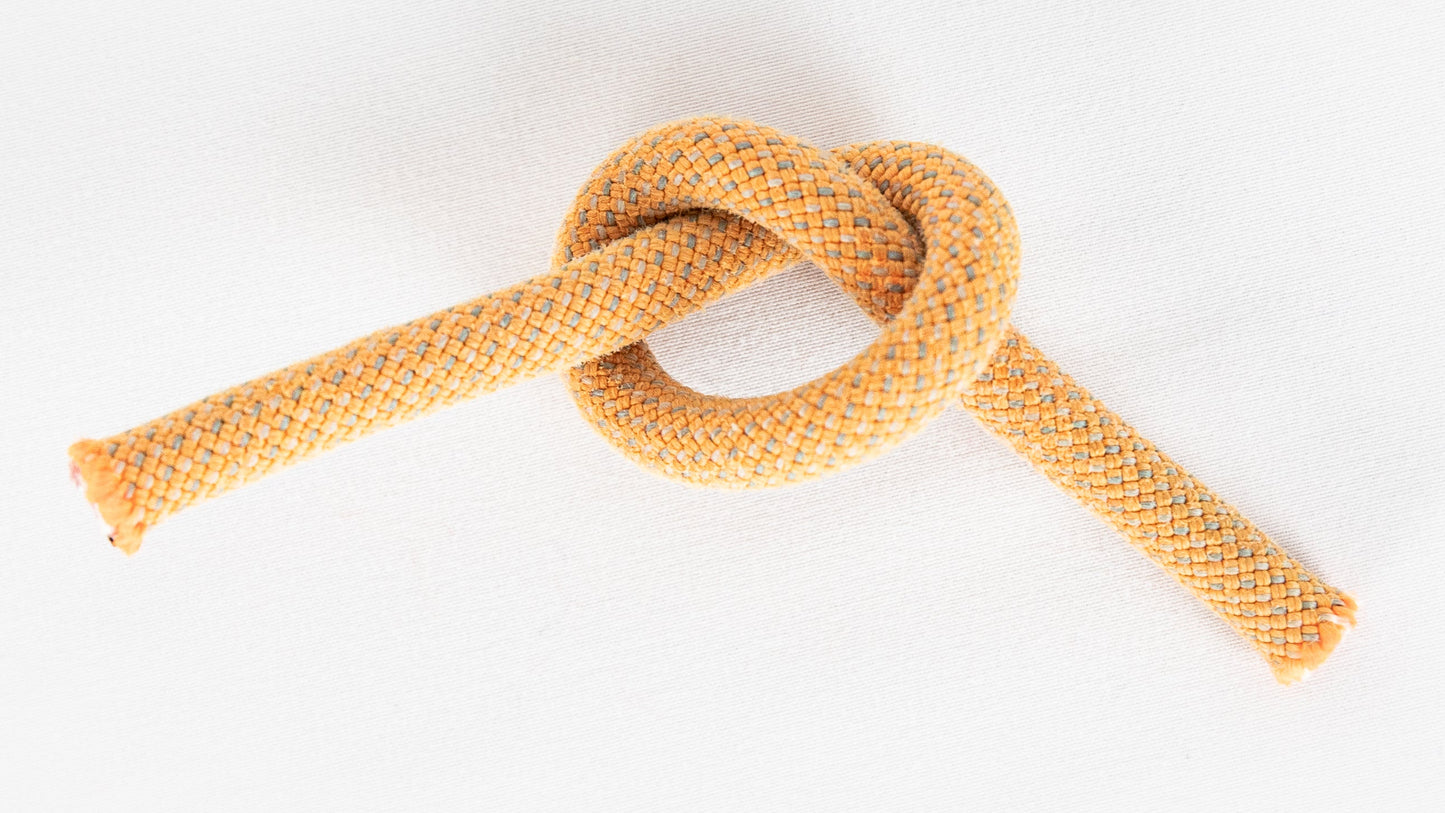 orange climbing rope on a white background