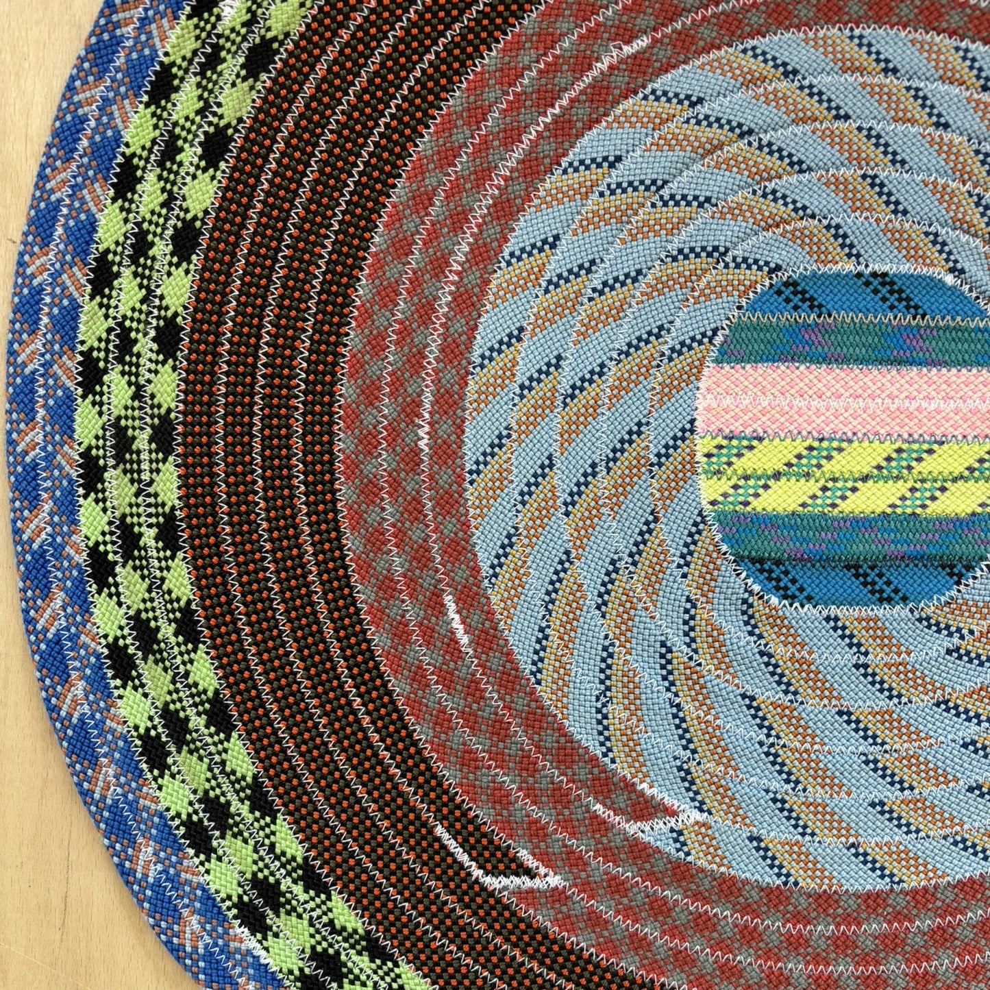 Upcycled Climbing Rope Rug - Blues & Greens