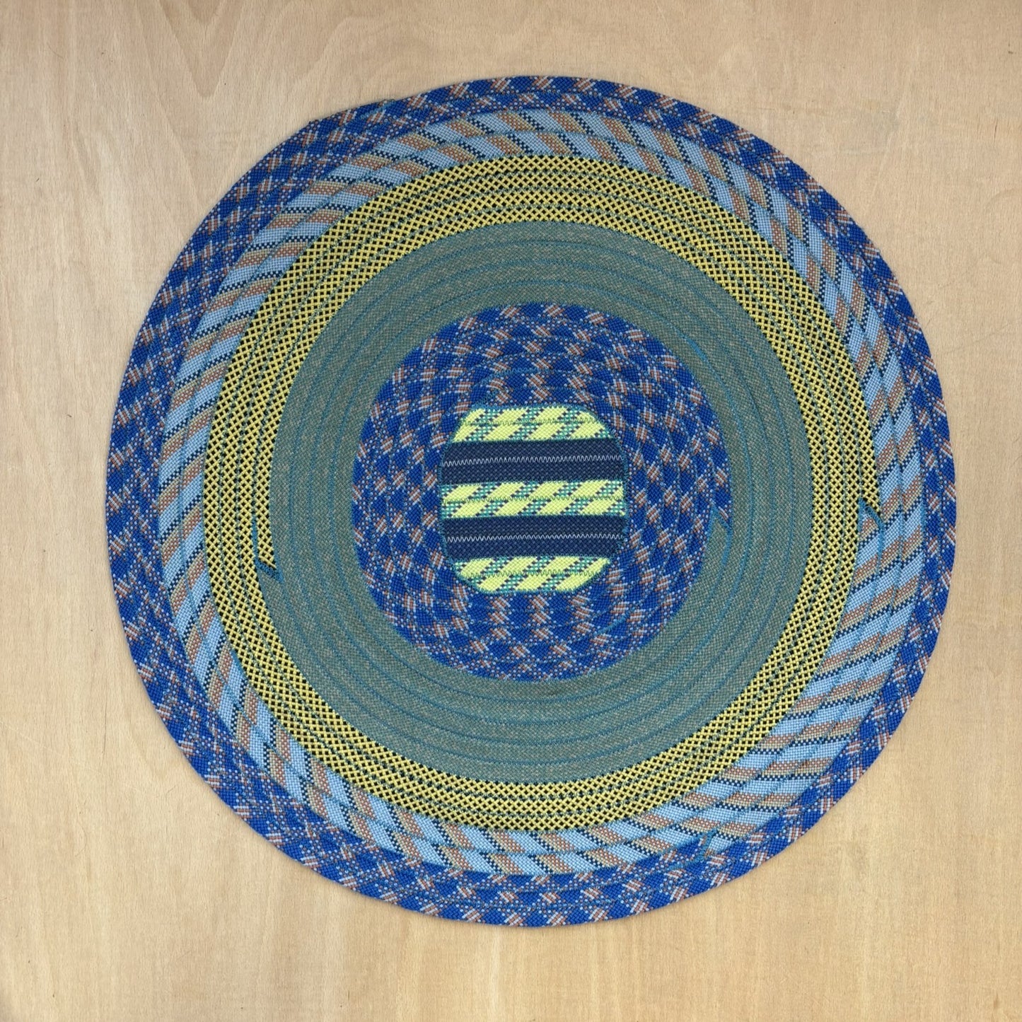 Upcycled Climbing Rope Rug - Blues & Greens