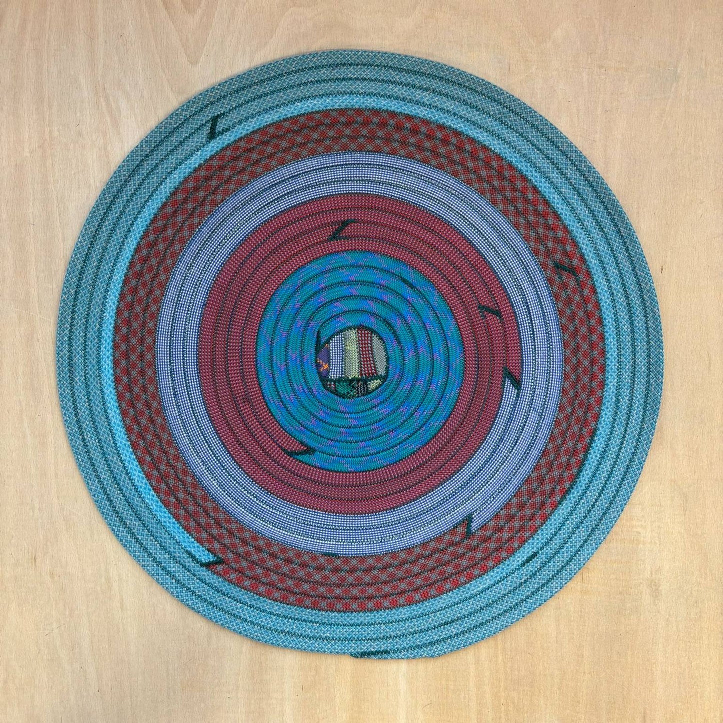 Upcycled Climbing Rope Rug - Blues & Greens
