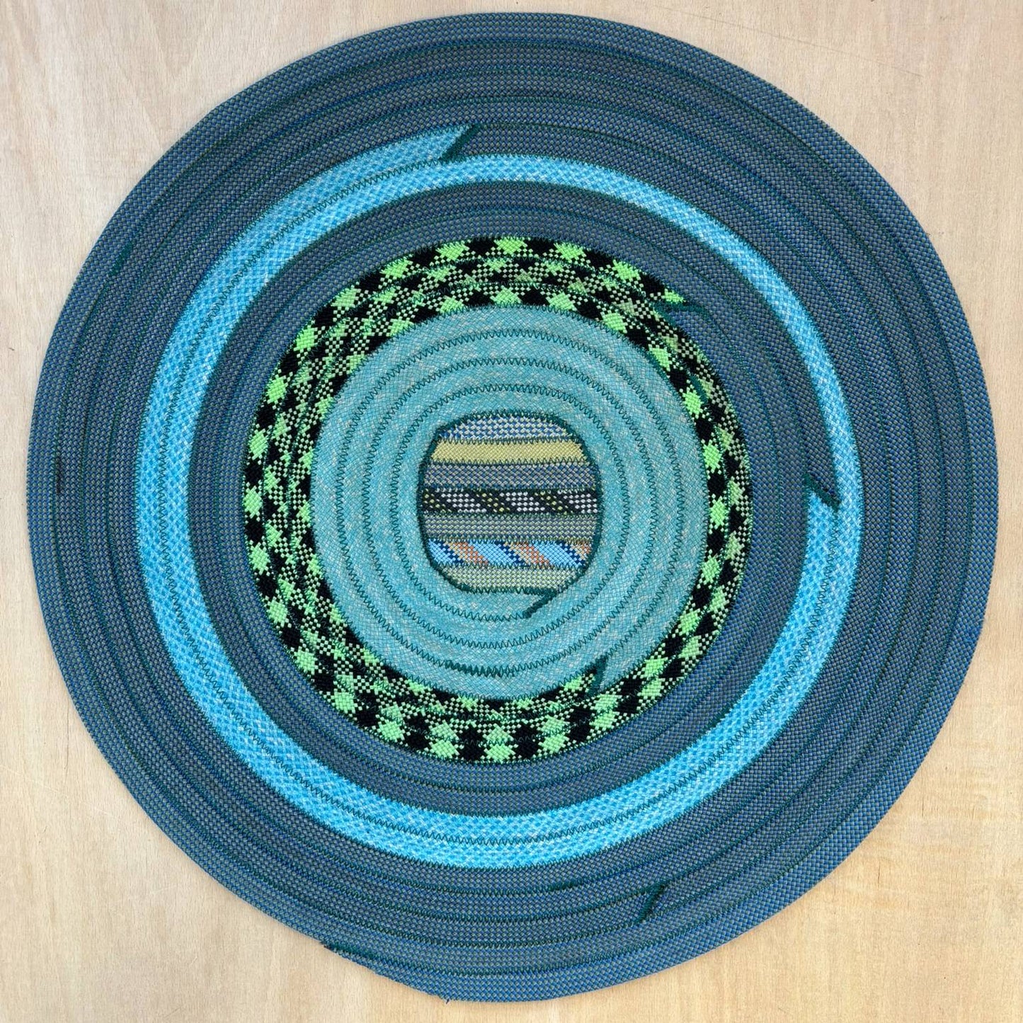 Upcycled Climbing Rope Rug - Blues & Greens