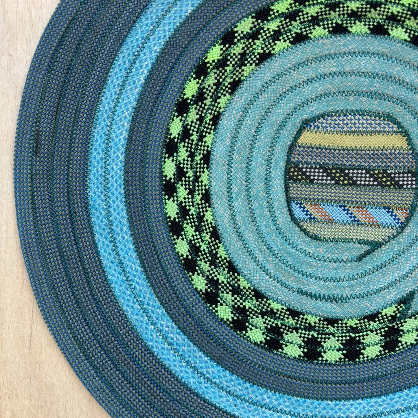 Upcycled Climbing Rope Rug - Blues & Greens