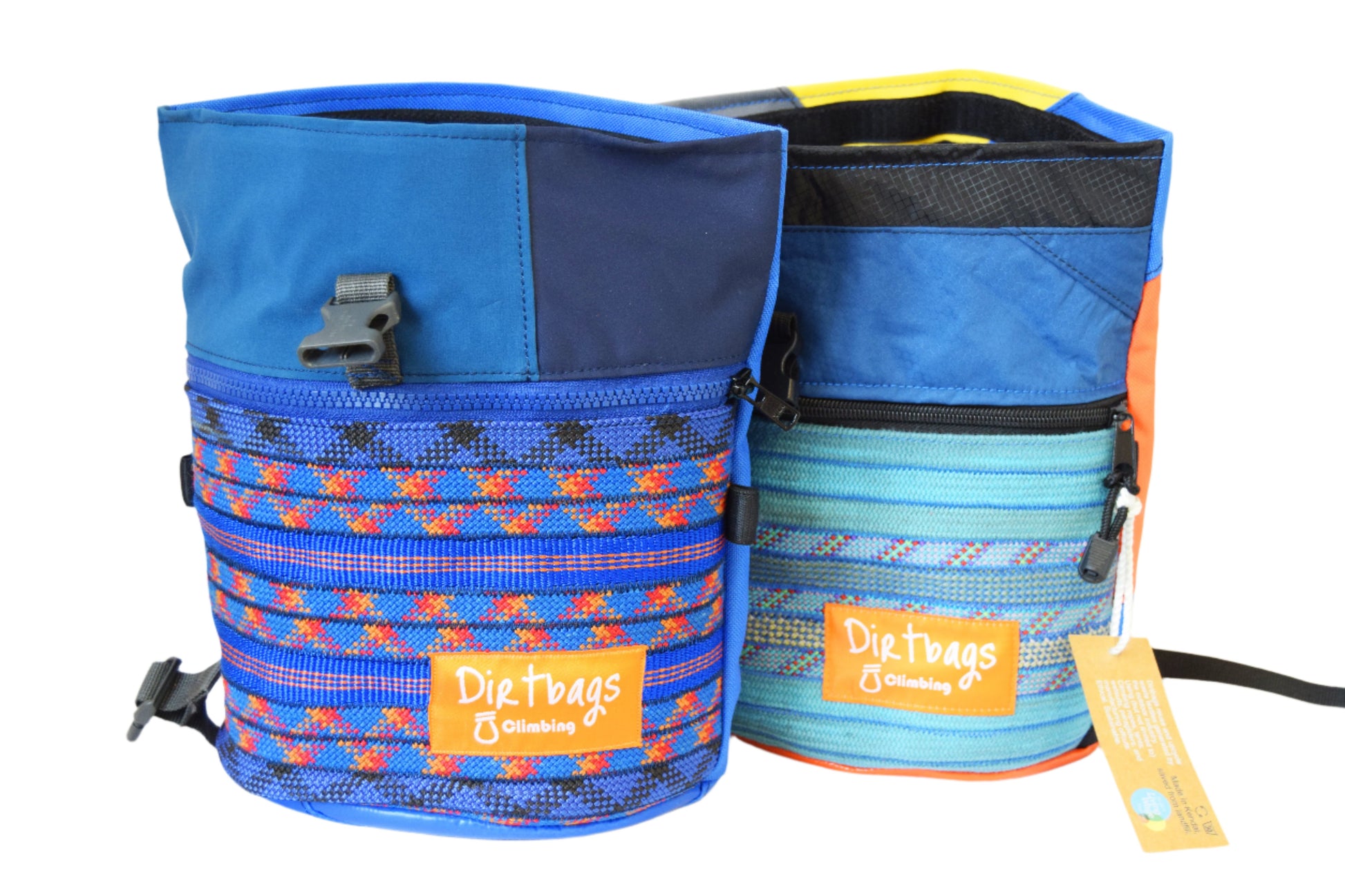 blue recycled climbing rope boulder bag